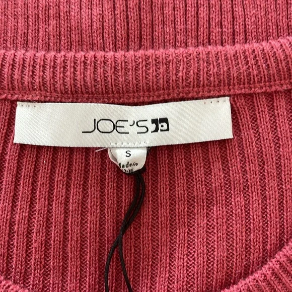JOE'S JEANS Puff Sleeve Ribbed Long Sleeve Crewneck Sweater in Deep Pink NWOT - Picture 7 of 9